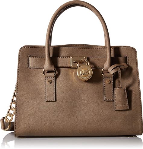 michael michael kors hamilton 18k ew satchel saffiano leather tan|Hamilton Medium Leather Satchel .